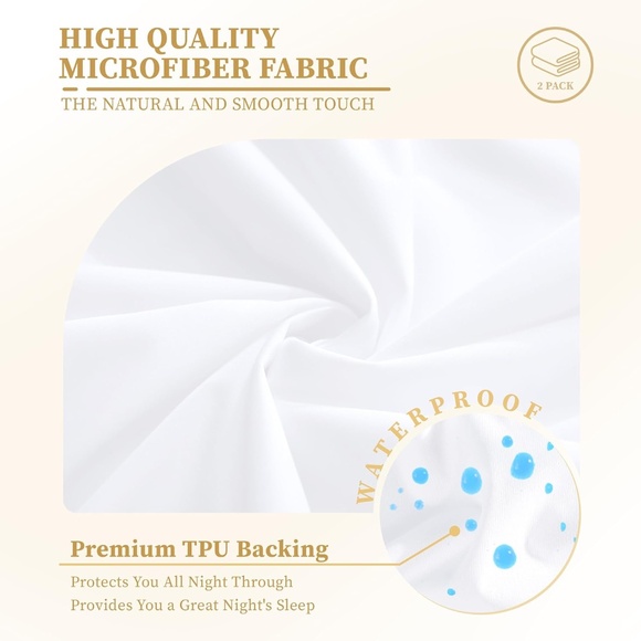 Mattress Pads 2 Pack Twin - Deep Pockets Waterproof White New in Packaging - Picture 5 of 8